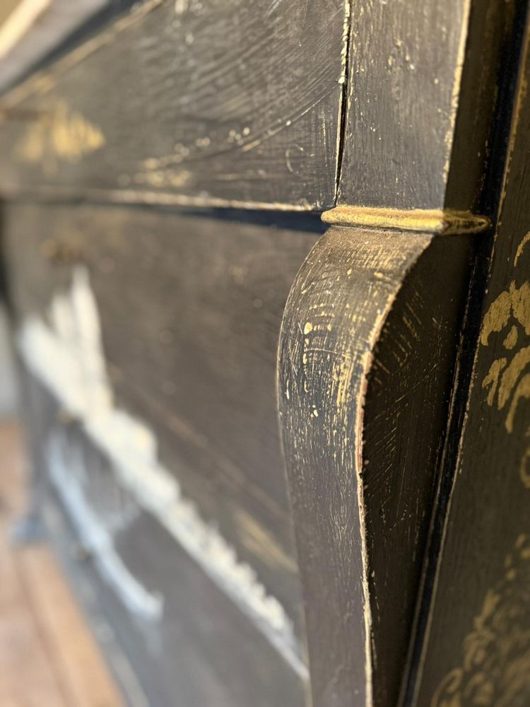19th century Italian chest of drawers (view of Venice) repatinated with marble