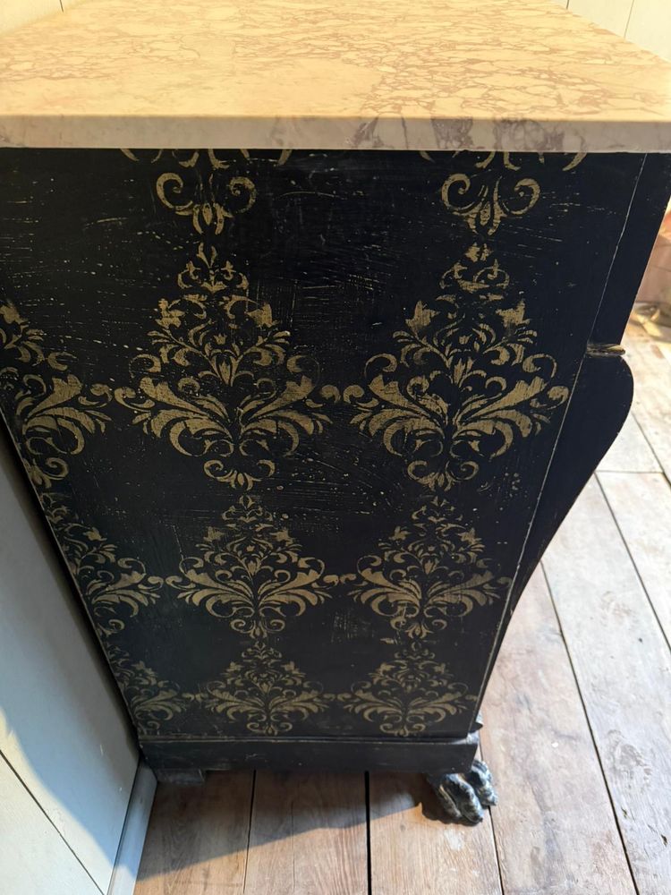 19th century Italian chest of drawers (view of Venice) repatinated with marble