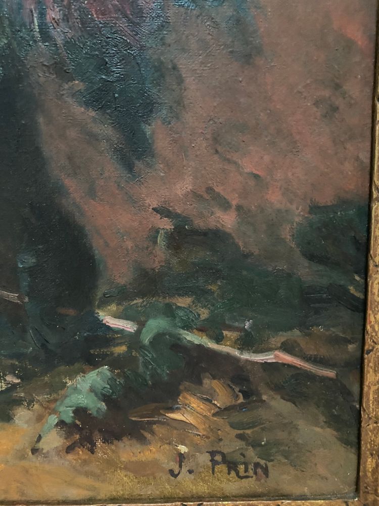 Huile sur toile Bouquet de fleurs par Jeanne Prin XXème siècle  