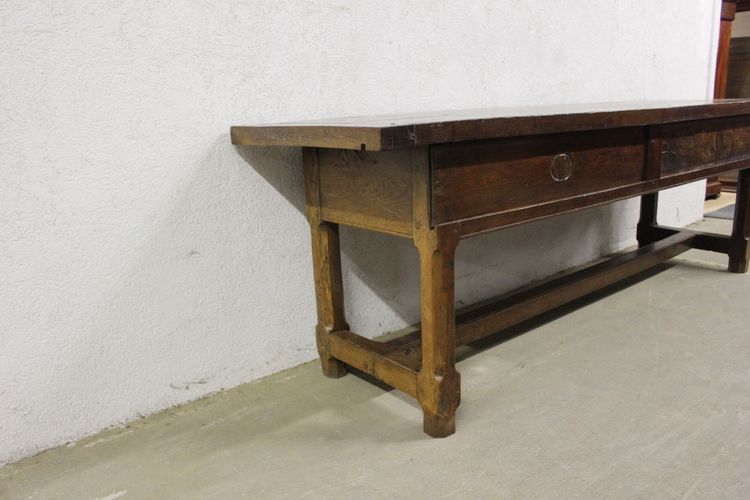Tavolo o console da fattoria in rovere della fine del XVIII secolo