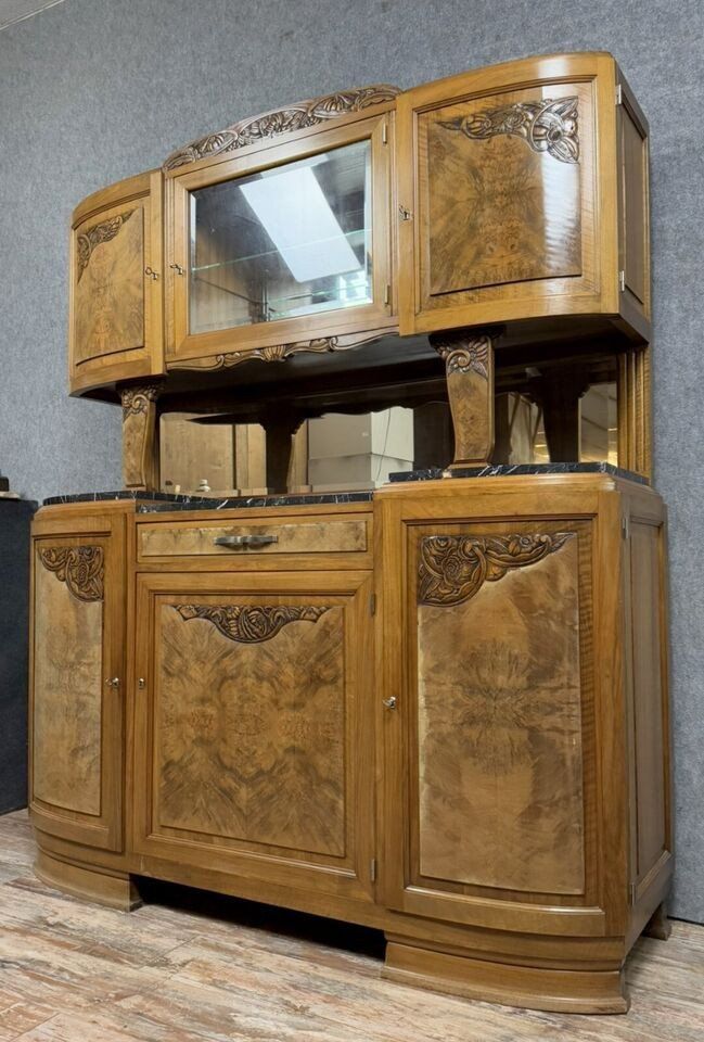 Art Deco walnut and burl double sideboard circa 1940