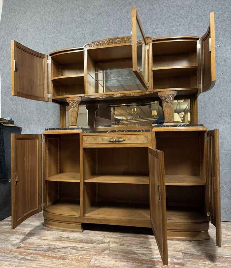 Art Deco walnut and burl double sideboard circa 1940