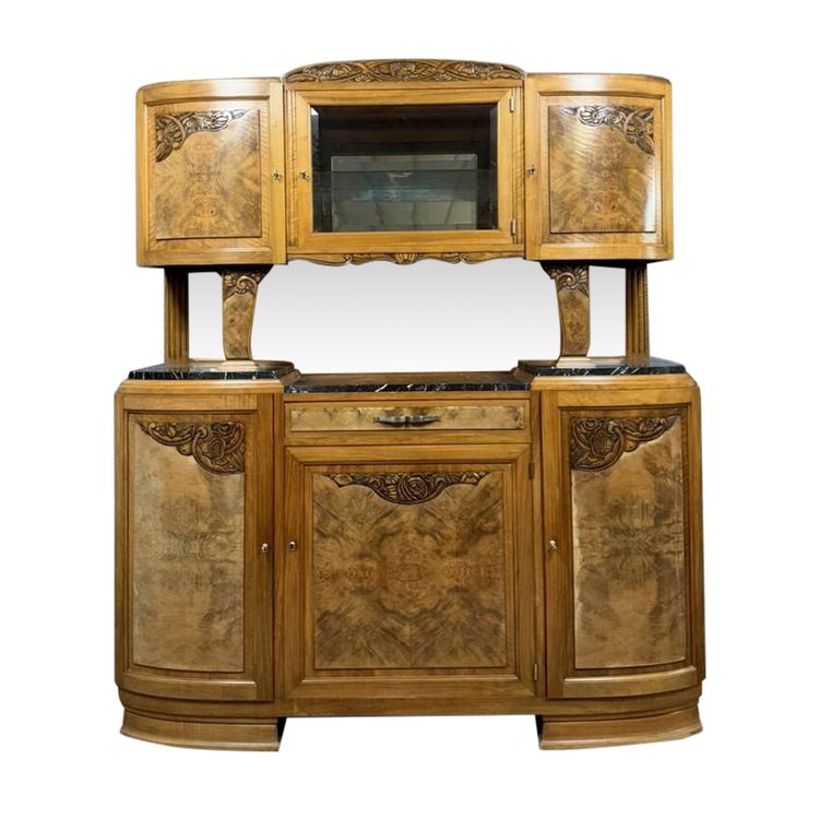 Art Deco walnut and burl double sideboard circa 1940