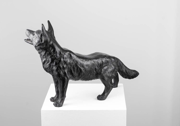 Okimono - Volpe - scultura in bronzo
