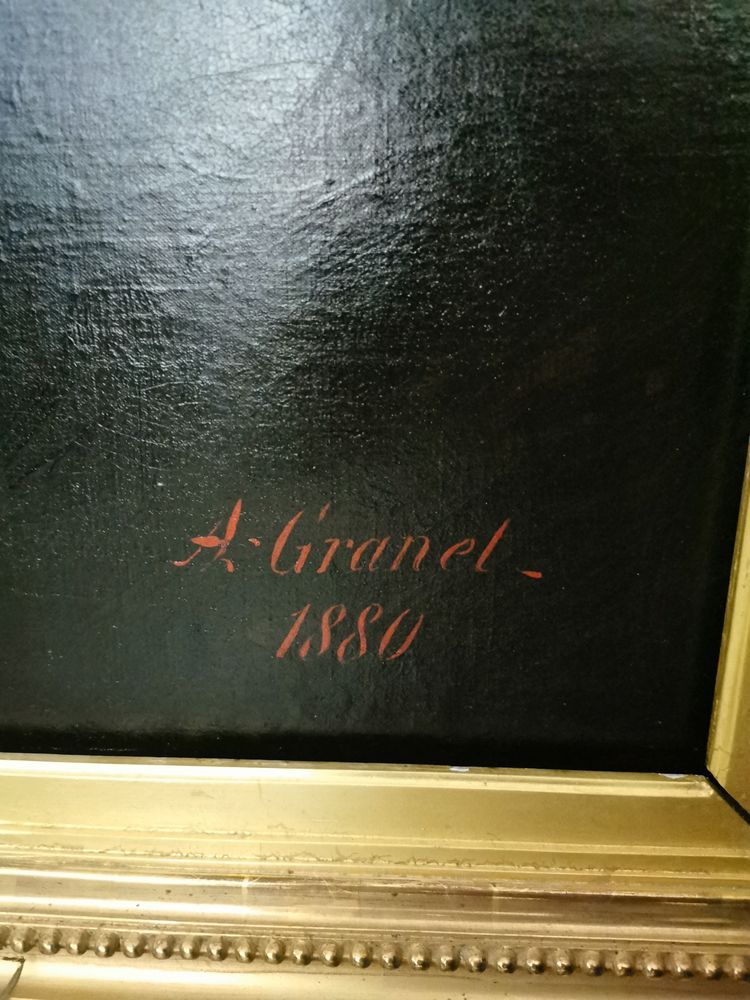 Large Framed Oil On Canvas Character 1880