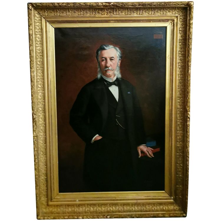 Large Framed Oil On Canvas Character 1880