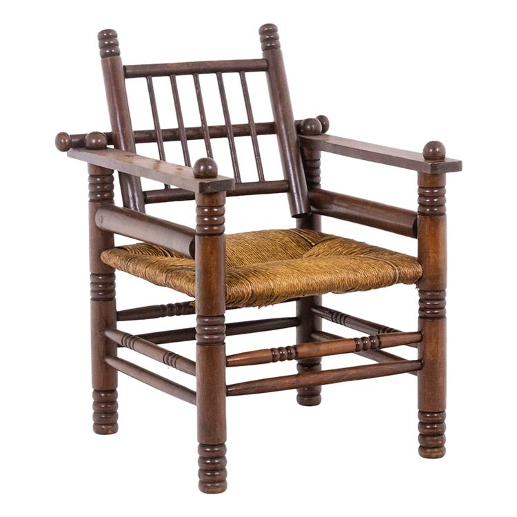 Charles Dudouyt. Brutalist style armchair in beech. 1960s.  LS6147609B