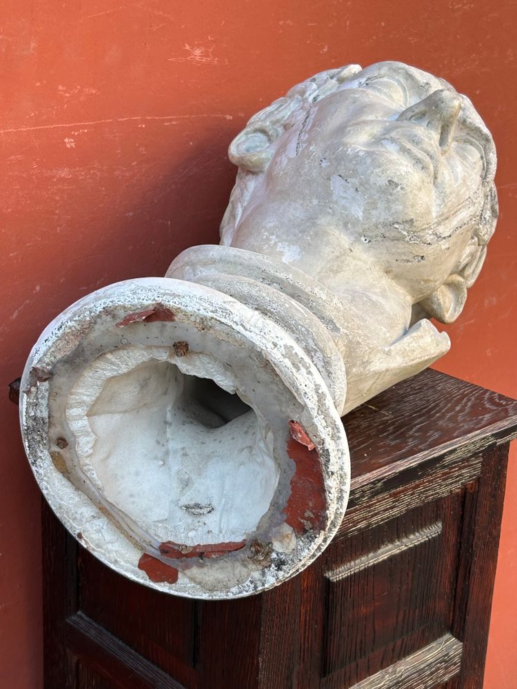 Grande Busto Di Stile Romano D'epoca - Fine XIX Secolo In Gesso H 63 Cm