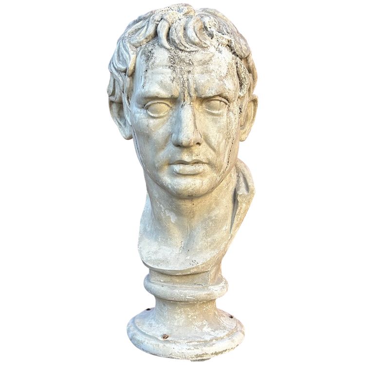 Grande Busto Di Stile Romano D'epoca - Fine XIX Secolo In Gesso H 63 Cm