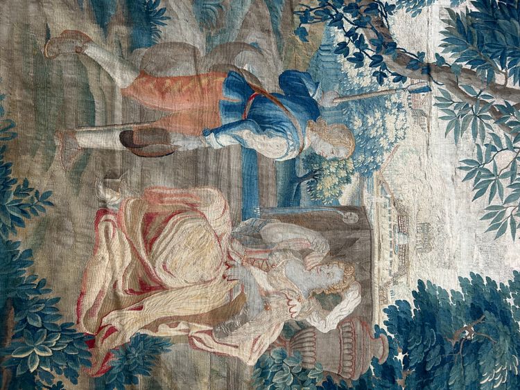 Tapestry from the Royal Aubusson Factory, 18th century - Gallant Scene.