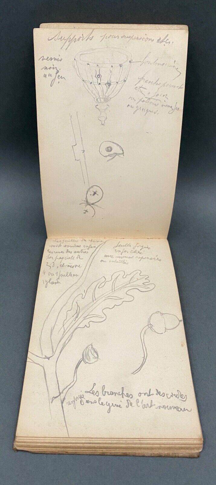 Notebook of ironwork drawings in pencil 20th century