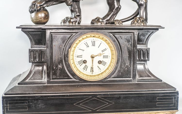 VENICE LION CLOCK in bronze and marble, NAPOLEON III period