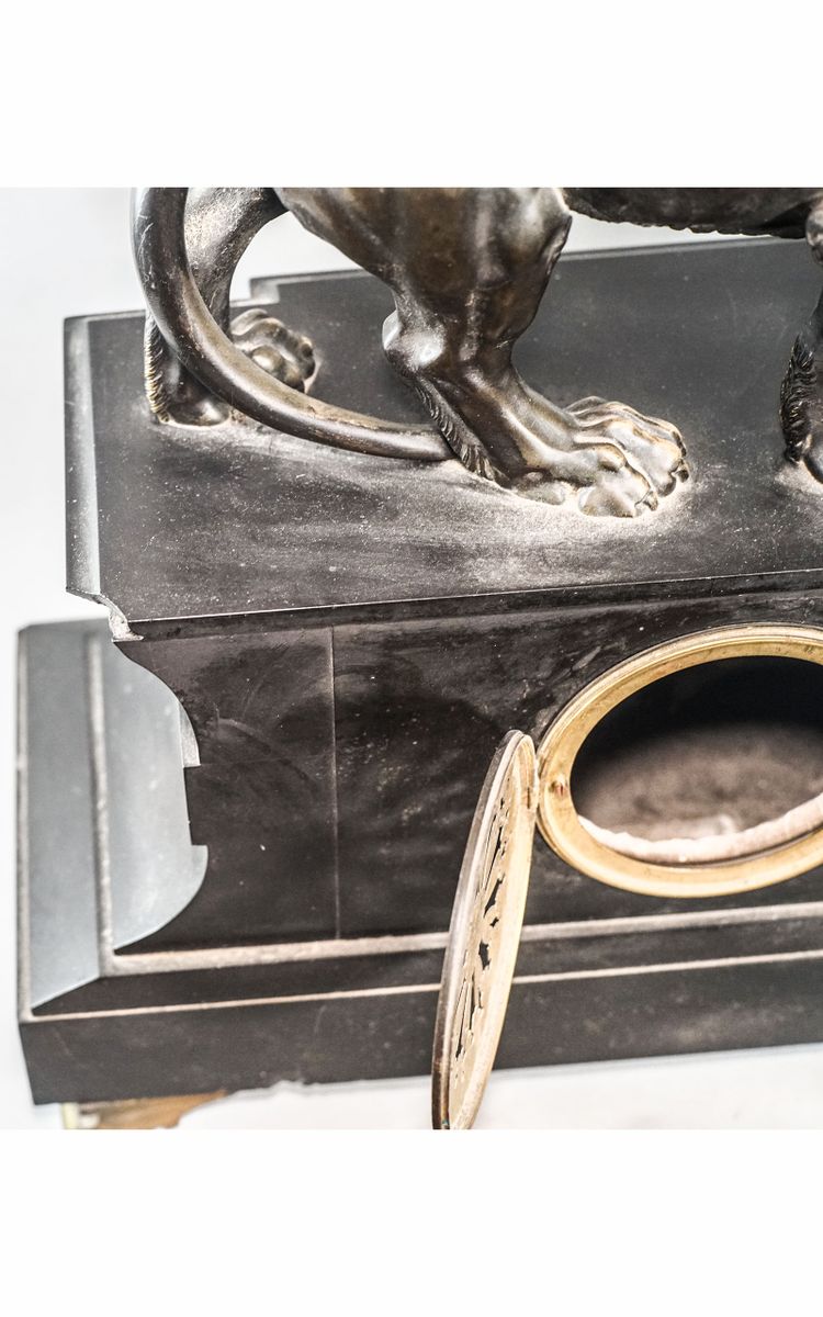 VENICE LION CLOCK in bronze and marble, NAPOLEON III period