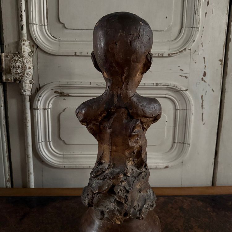 Scultura in terracotta Bambino dell'officina Charles Filleul in busto del XX secolo