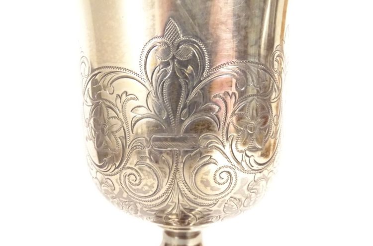 Calice Argento Minerva Fleurs de Lys Croce Fiori di Grano 290gr XIX secolo