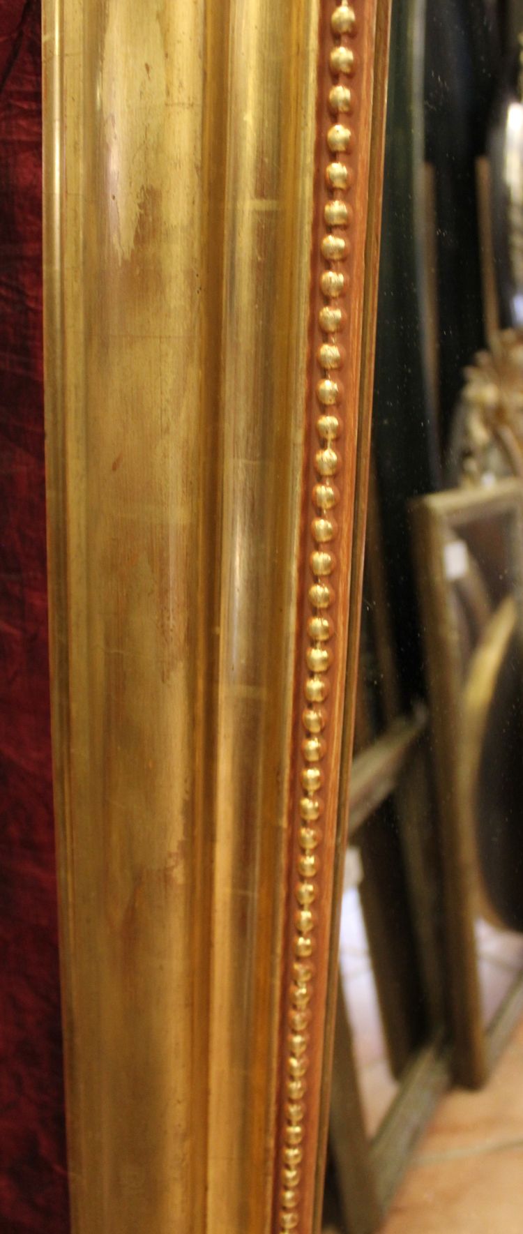 114 X 177 Cm Large Antique Mirror, Gold Leaf Gilding, Violin Decor, Musical Attributes