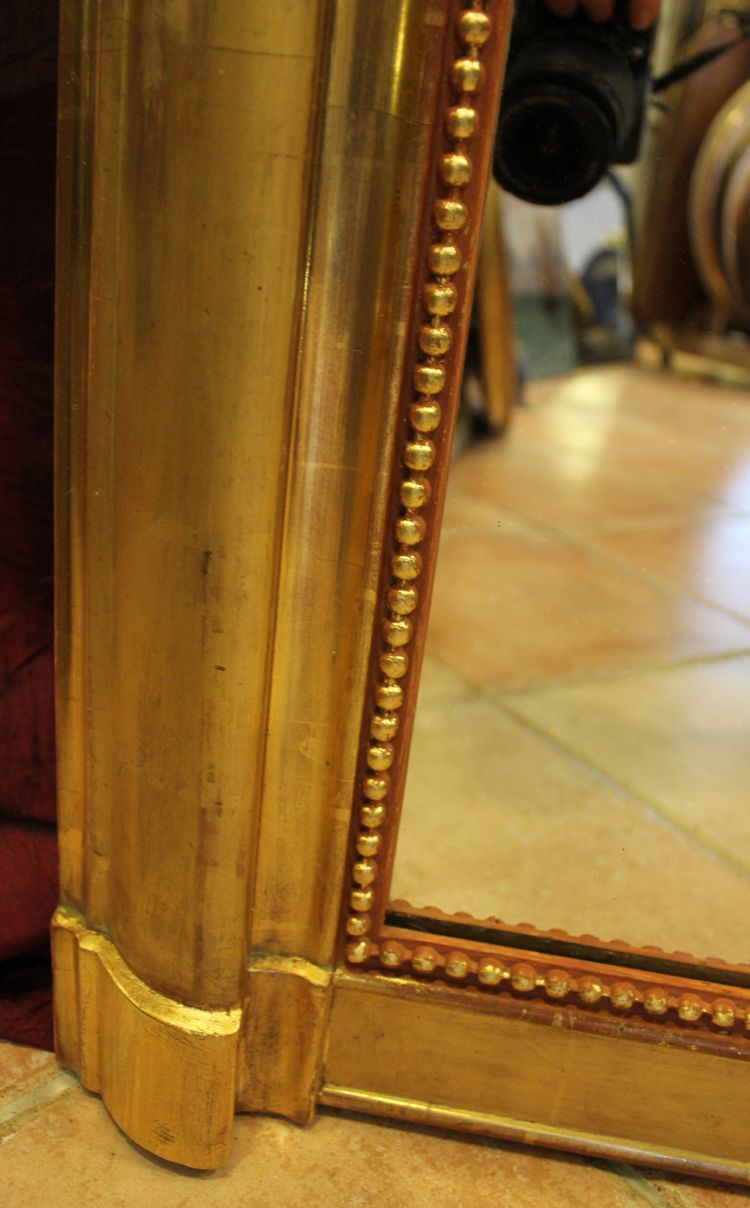 114 X 177 Cm Large Antique Mirror, Gold Leaf Gilding, Violin Decor, Musical Attributes