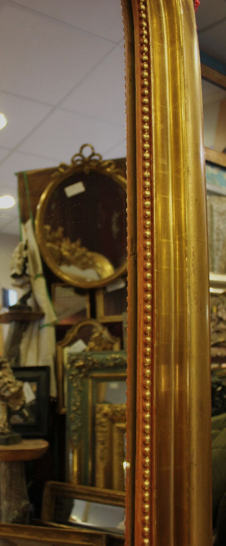 114 X 177 Cm Large Antique Mirror, Gold Leaf Gilding, Violin Decor, Musical Attributes