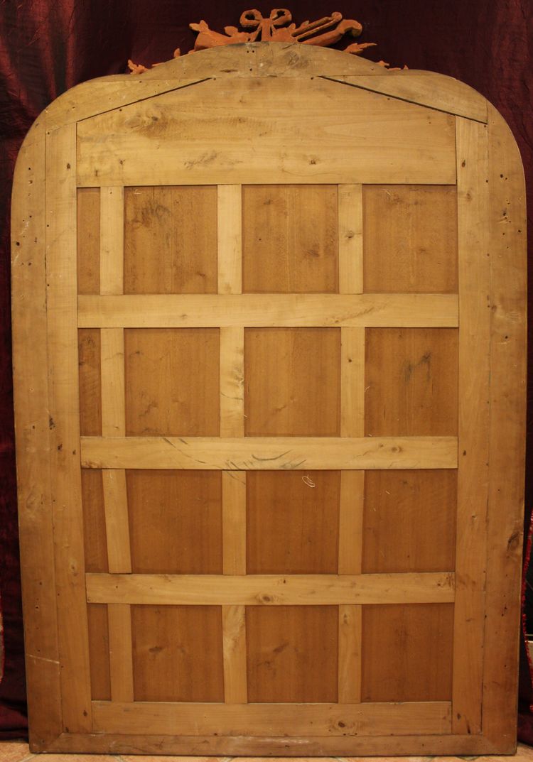 114 X 177 Cm Large Antique Mirror, Gold Leaf Gilding, Violin Decor, Musical Attributes