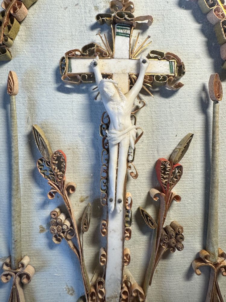 Reliquary Painting of Christ on the Cross - 19th Century