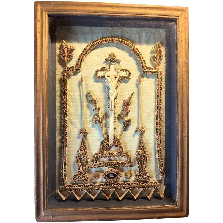 Reliquary Painting of Christ on the Cross - 19th Century