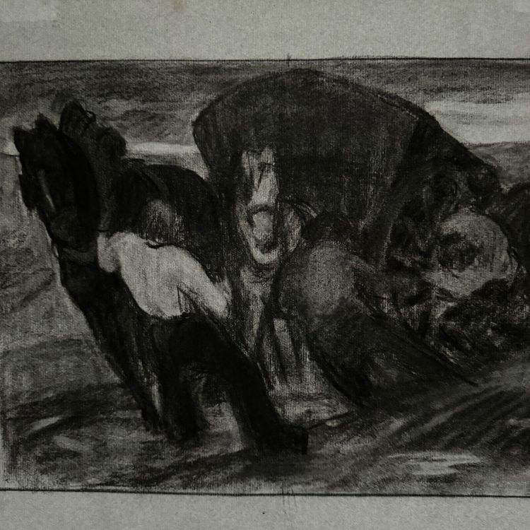 Dessin au fusain Beaux-Arts Concours d'Émulation par Berger-Lheureux