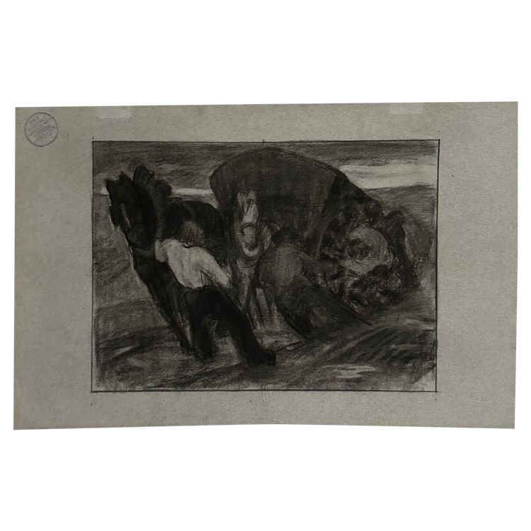 Dessin au fusain Beaux-Arts Concours d'Émulation par Berger-Lheureux