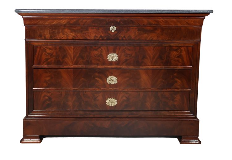 Restoration period flamed mahogany chest of drawers