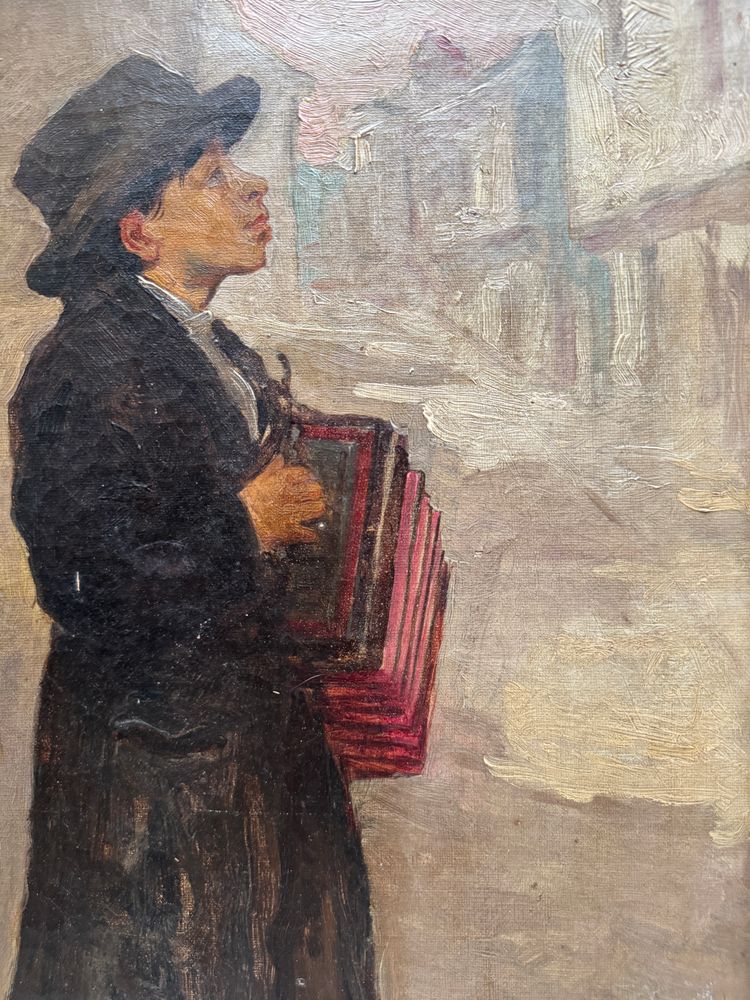 Ecole Française Vers 1900 - Montmartre Enfant à l'Accordéon - Signé