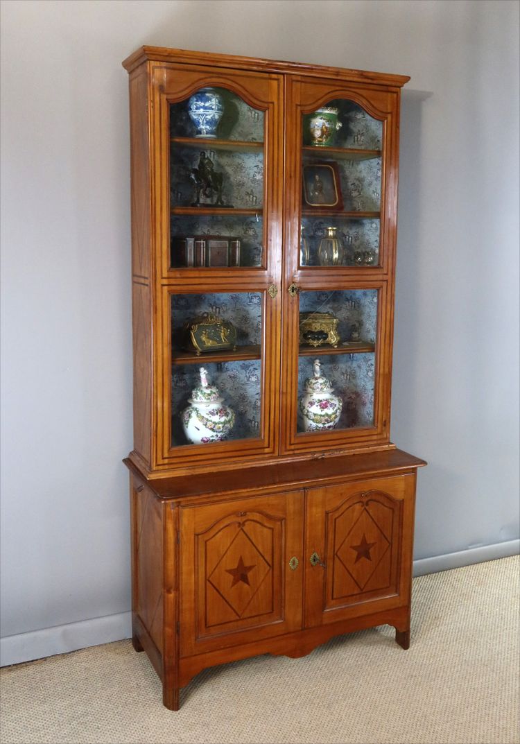 19th century walnut display cabinet