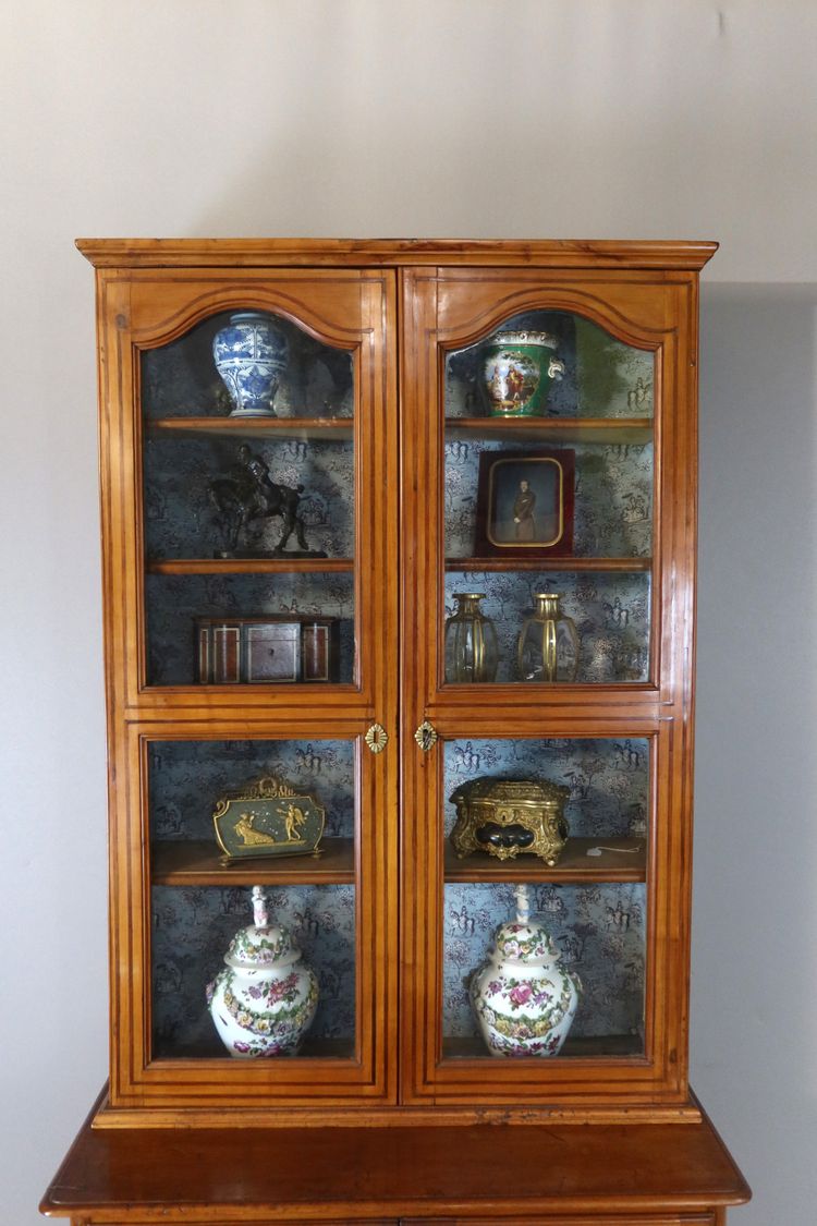 19th century walnut display cabinet