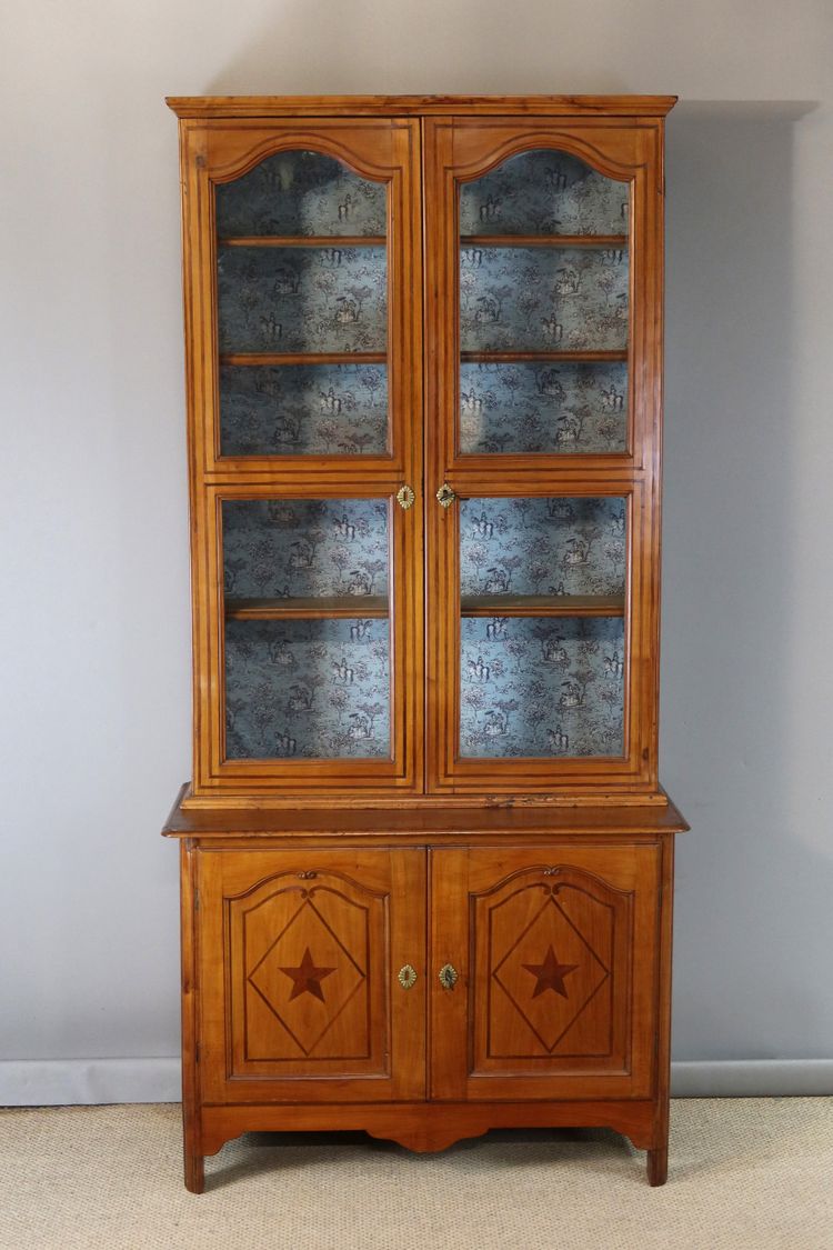 19th century walnut display cabinet