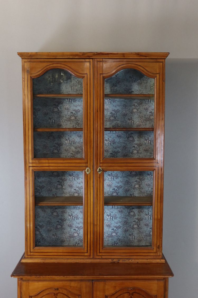19th century walnut display cabinet