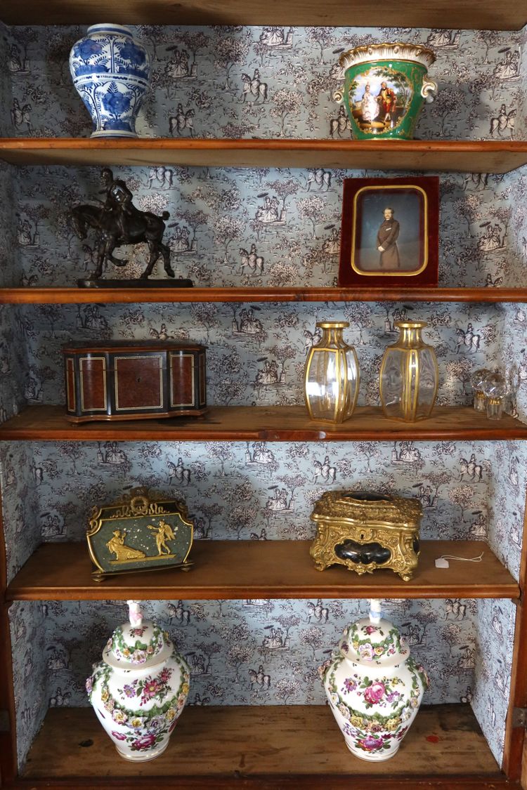 19th century walnut display cabinet
