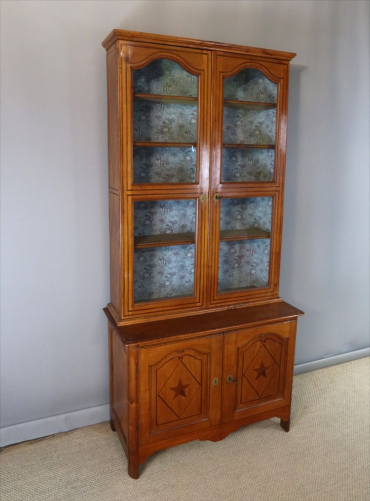 19th century walnut display cabinet