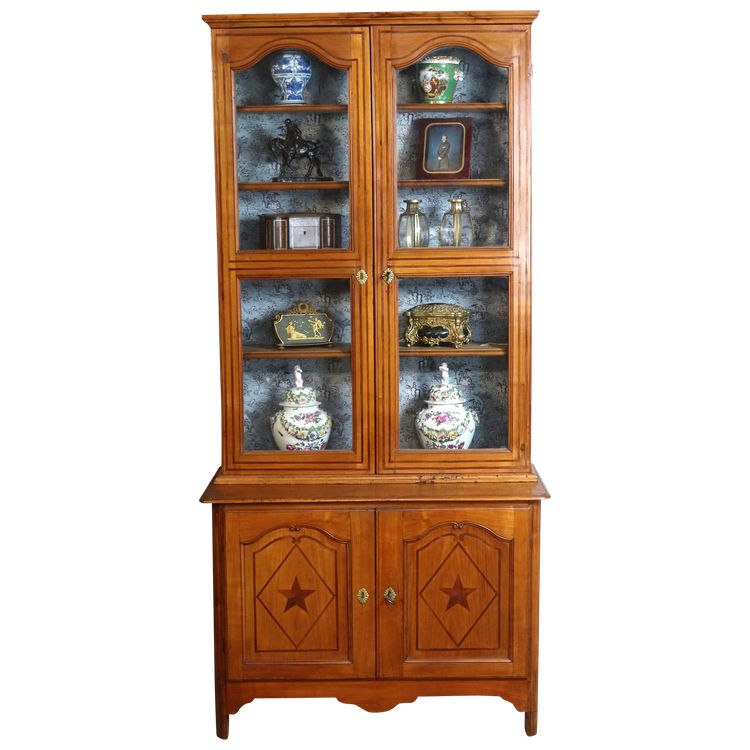 19th century walnut display cabinet