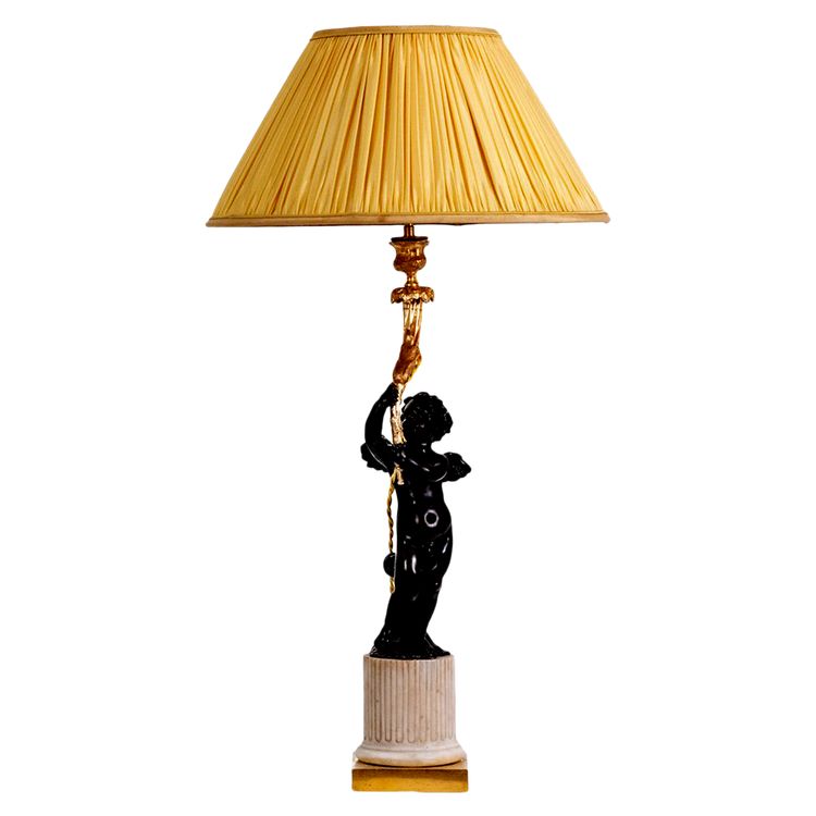 Bronze lamp representing a putti, marble base. Circa 1880. LS60321009G