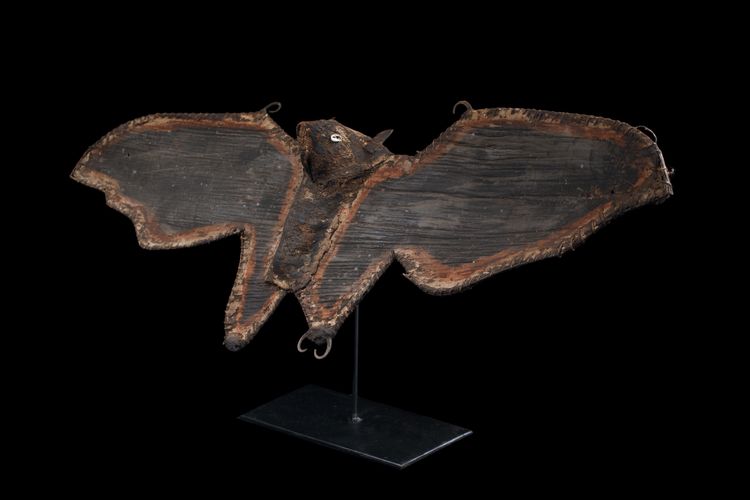 Flughund-Fledermaus, Stammeskunst, Ozeanische Kunst, Rindenfigur, Papua Neuguinea, Ozeanien
