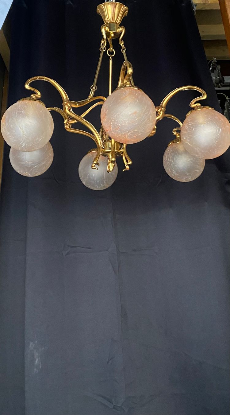Pair of art deco chandeliers