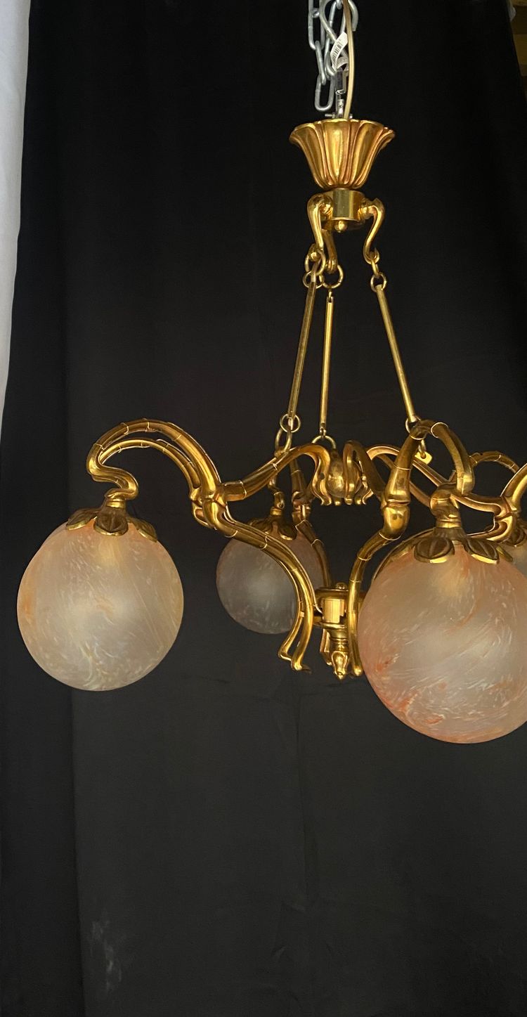 Pair of art deco chandeliers