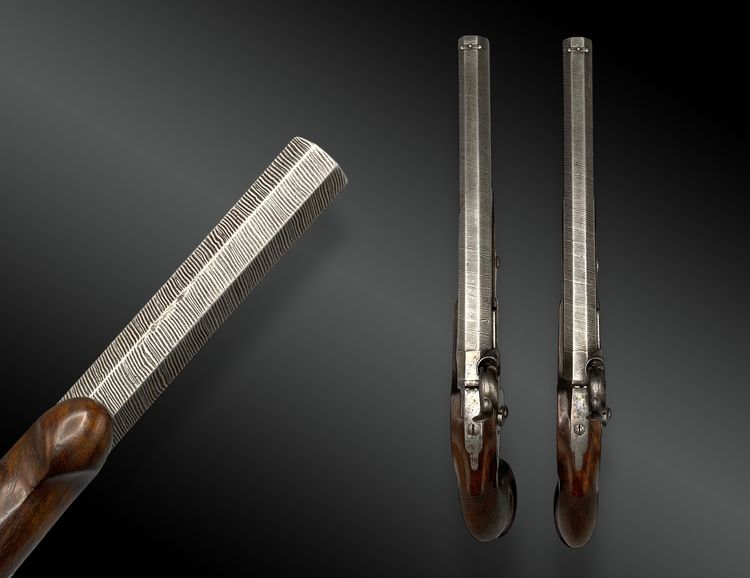 Pair of percussion pistols signed AUBRY à BORDEAUX France - circa 1840