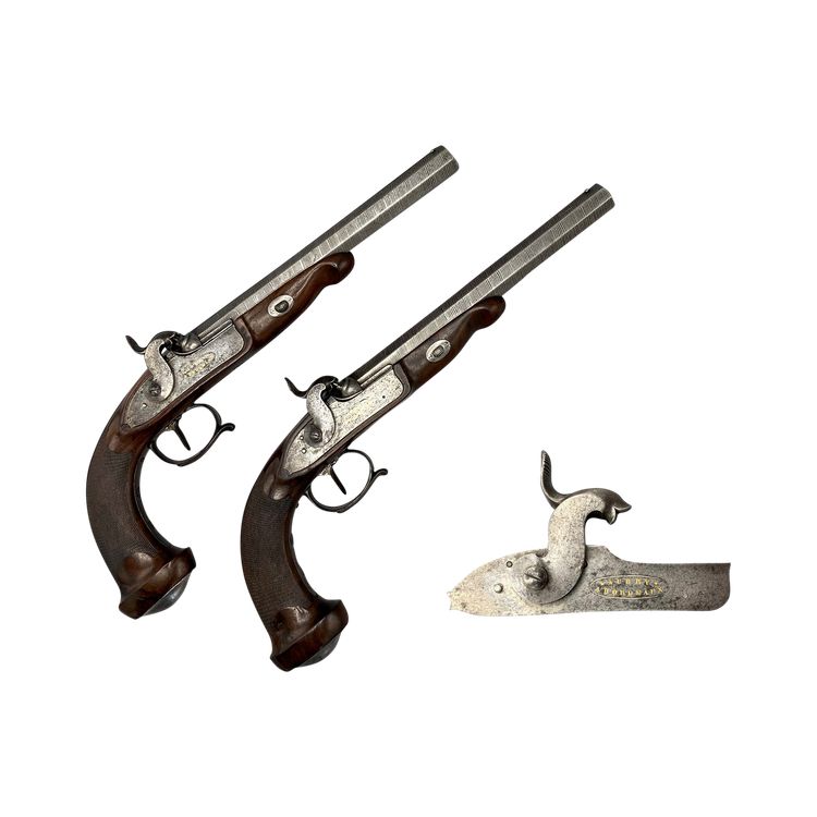 Pair of percussion pistols signed AUBRY à BORDEAUX France - circa 1840