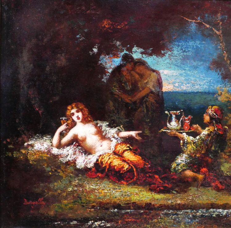 Frédéric BORGELLA 1833-1901 La favorite du harem, femme, tableau, orientalisme, vers 1880