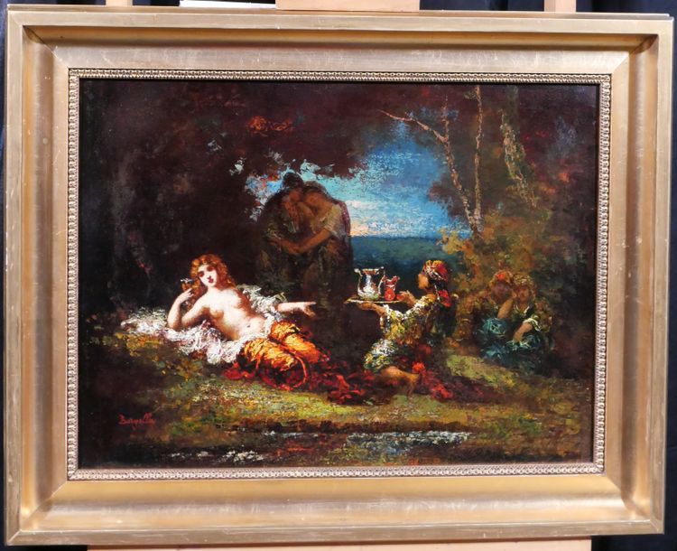 Frédéric BORGELLA 1833-1901 La favorite du harem, femme, tableau, orientalisme, vers 1880