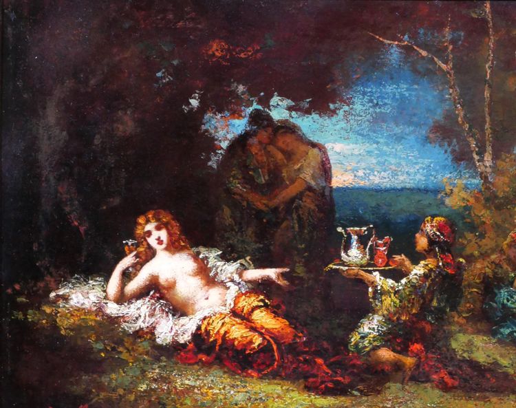 Frédéric BORGELLA 1833-1901 La favorite du harem, femme, tableau, orientalisme, vers 1880