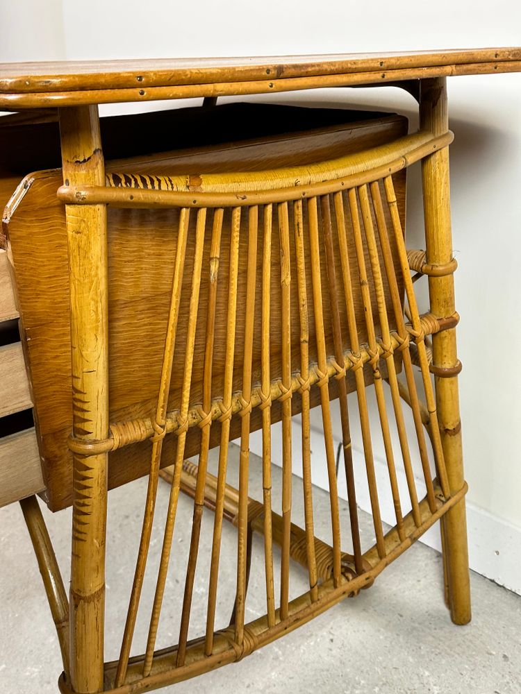 Scrivania in rattan vintage anni '60