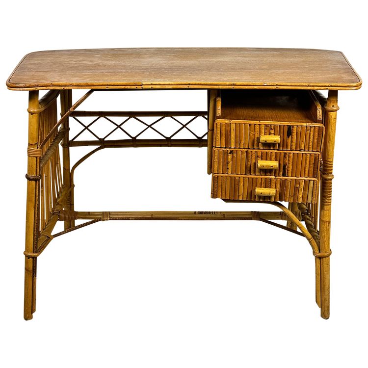 Scrivania in rattan vintage anni '60