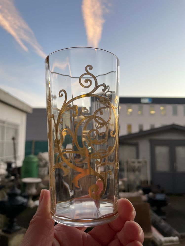 Saint Louis Modèle Cluny - Gilded Crystal Orangeade Set