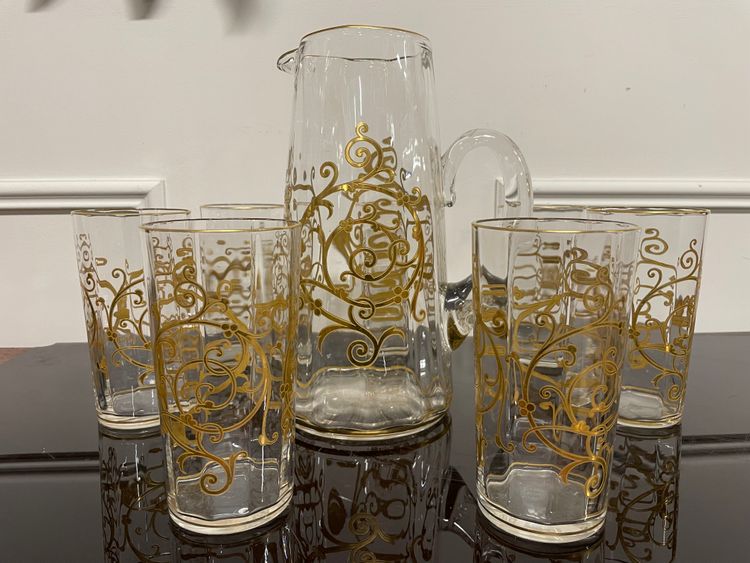 Saint Louis Modèle Cluny - Gilded Crystal Orangeade Set