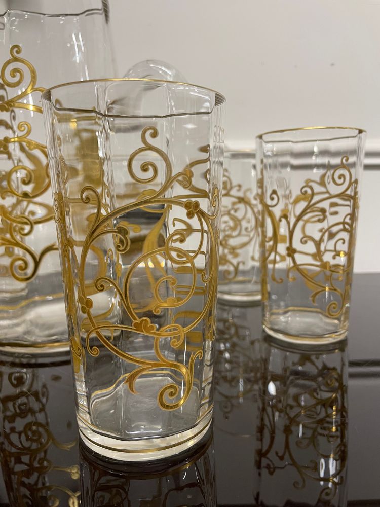 Saint Louis Modèle Cluny - Gilded Crystal Orangeade Set